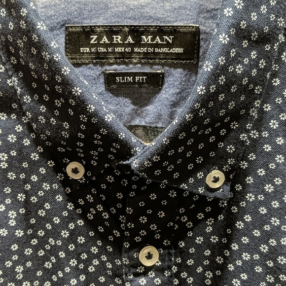 Zara Man micro daisy on Navy slim fit medium print - Picture 3 of 4